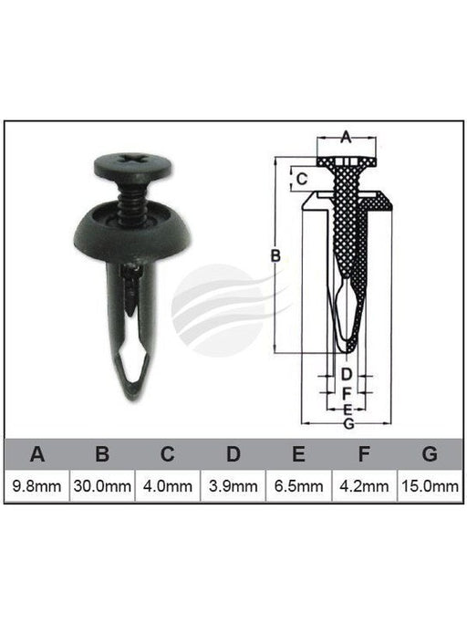 Jaylec Pack 10 Automotive Fastener Universal Black Plastic EAF0037-10 Fasteners Jaylec - Micks Gone Bush