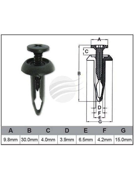 Jaylec Pack 10 Automotive Fastener Universal Black Plastic EAF0037-10 Fasteners Jaylec - Micks Gone Bush