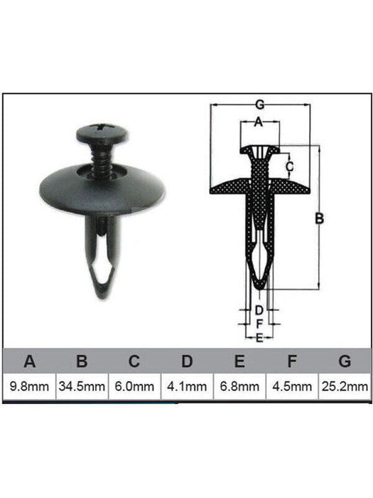 Jaylec Pack 10 Automotive Fastener Universal Black Plastic EAF0038-10 Fasteners Jaylec - Micks Gone Bush