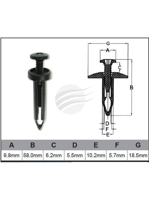 Jaylec Pack 10 Automotive Fastener Universal Black Plastic EAF0039-10 Fasteners Jaylec - Micks Gone Bush