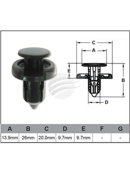 Jaylec Pack 10 Automotive Fastener Universal Black Plastic EAF0043-10 Fasteners Jaylec - Micks Gone Bush