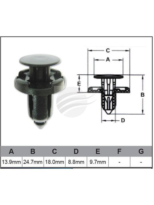 Jaylec Pack 10 Automotive Fastener Mitsubishi Black Plastic EAF0045-10 Fasteners Jaylec - Micks Gone Bush