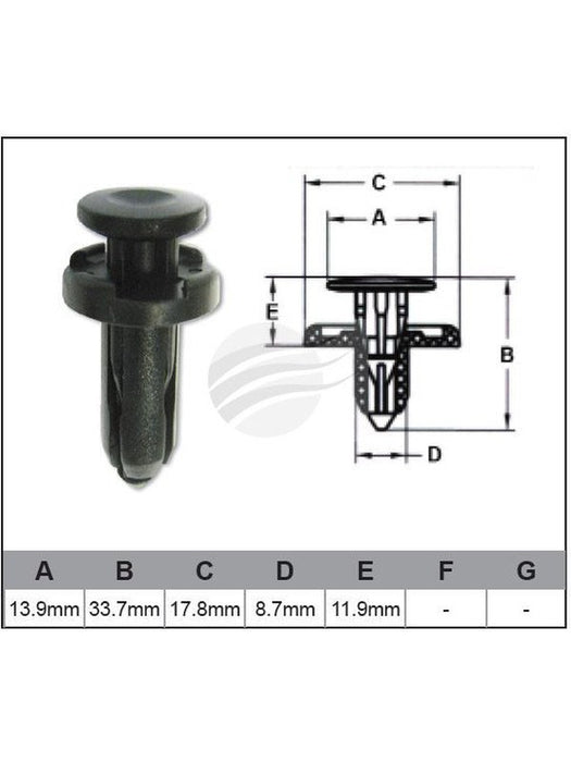 Jaylec Pack 100 Automotive Fastener Universal Black Plastic EAF0046-100 Fasteners Jaylec - Micks Gone Bush