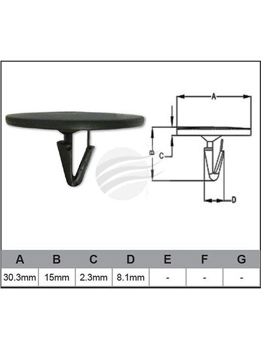 Jaylec Pack 100 Automotive Fastener Gm Black Plastic EAF0050-100 Fasteners Jaylec - Micks Gone Bush