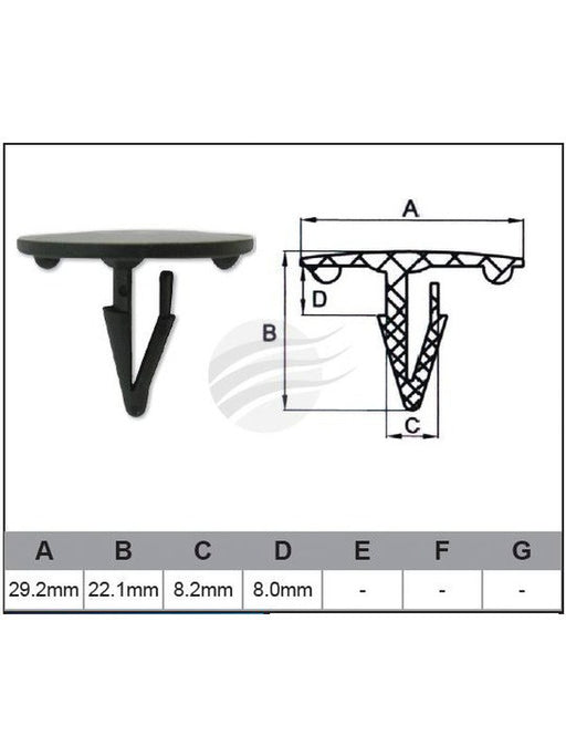 Jaylec Pack 100 Automotive Fastener Ford Black Plastic EAF0052-100 Fasteners Jaylec - Micks Gone Bush