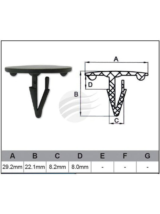 Jaylec Pack 100 Automotive Fastener Ford Black Plastic EAF0052-100 Fasteners Jaylec - Micks Gone Bush