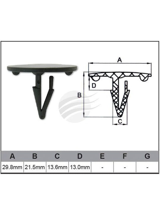 Jaylec Pack 10 Automotive Fastener Universal Black Plastic EAF0053-10 Fasteners Jaylec - Micks Gone Bush