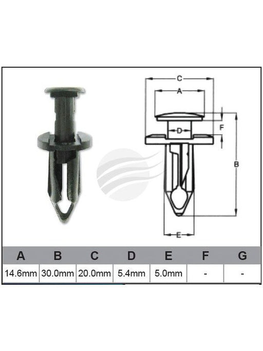 Jaylec Pack 10 Automotive Fastener Gm Black Plastic EAF0058-10 Fasteners Jaylec - Micks Gone Bush