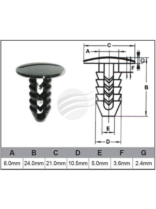 Jaylec Pack 10 Automotive Fastener Universal Black Plastic EAF0061-10 Fasteners Jaylec - Micks Gone Bush