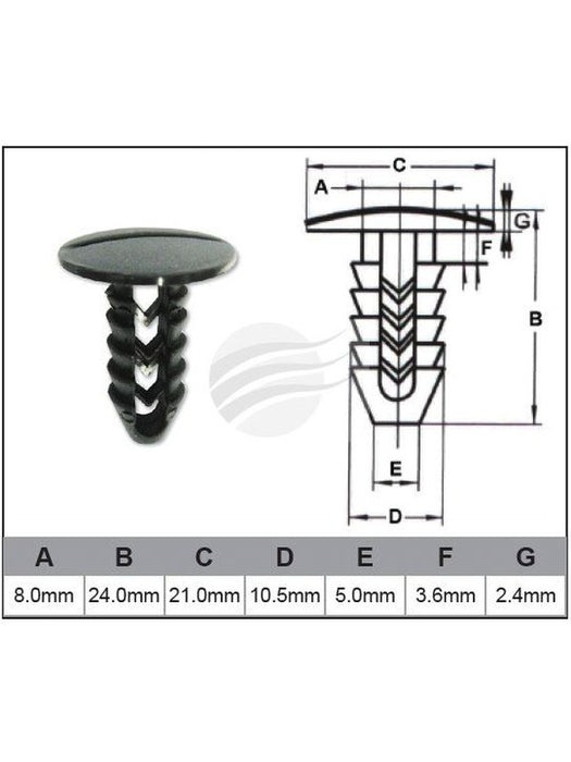 Jaylec Pack 10 Automotive Fastener Universal Black Plastic EAF0061-10 Fasteners Jaylec - Micks Gone Bush