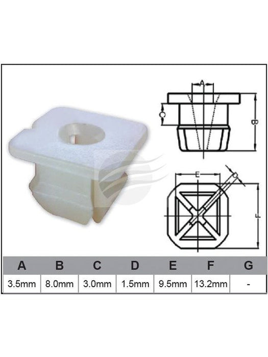 Jaylec Pack 100 Automotive Fastener Universal White Plastic EAF0157-100 Fasteners Jaylec - Micks Gone Bush