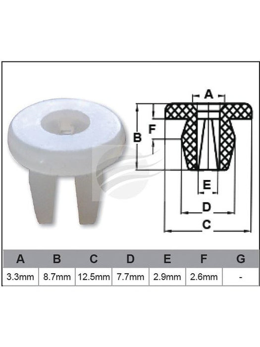 Jaylec Pack 10 Automotive Fastener Universal White Plastic EAF0170-10 Fasteners Jaylec - Micks Gone Bush
