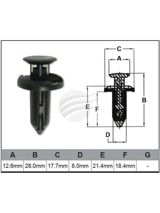 Jaylec Pack 10 Automotive Fastener Honda Black Plastic EAF0204-10 Fasteners Jaylec - Micks Gone Bush