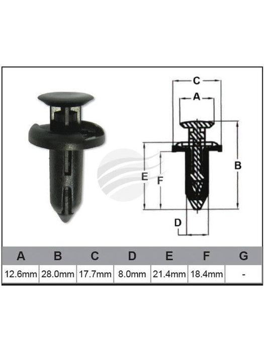 Jaylec Pack 10 Automotive Fastener Honda Black Plastic EAF0204-10 Fasteners Jaylec - Micks Gone Bush