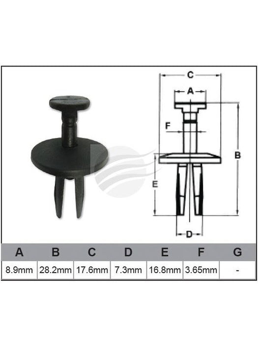 Jaylec Pack 100 Automotive Fastener Gm Black Plastic EAF0303-100 Fasteners Jaylec - Micks Gone Bush