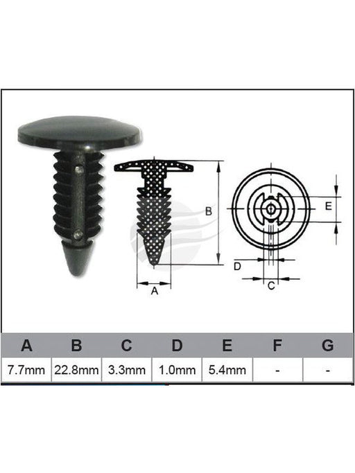 Jaylec Pack 10 Automotive Fastener Universal Black Plastic EAF0360-10 Fasteners Jaylec - Micks Gone Bush