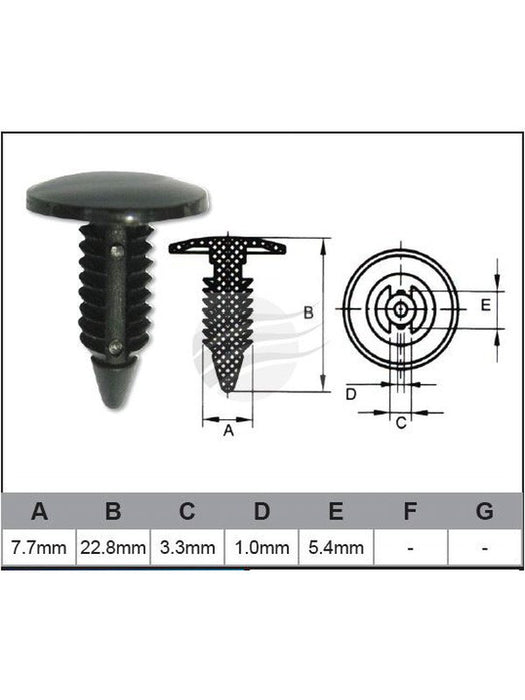 Jaylec Pack 10 Automotive Fastener Universal Black Plastic EAF0360-10 Fasteners Jaylec - Micks Gone Bush
