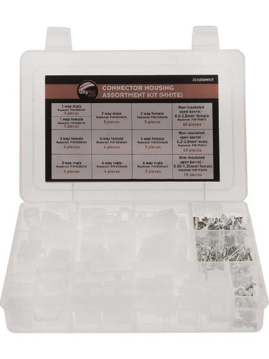 Jaylec Connector Housing Assortment Kit White - 172pcs ECH250WKIT Wiring Connector Replacement Parts Jaylec - Micks Gone Bush