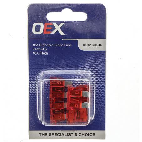 OEX Standard Blade Fuse 10A Red Pack Of 5 ACX1603BL FUSE OEX - Micks Gone Bush