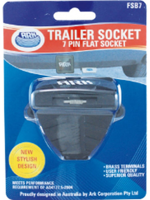 ARK 7 Pin Flat Trailer Socket Plastic Common All States Blister Pack FSB7 ARK - Micks Gone Bush