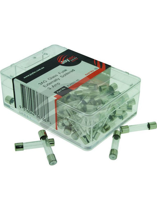 Jaylec 3Ag Glass Fuse 3Amp [ref Narva 52303] Pack 50 FU0003-50 Fuses Jaylec - Micks Gone Bush