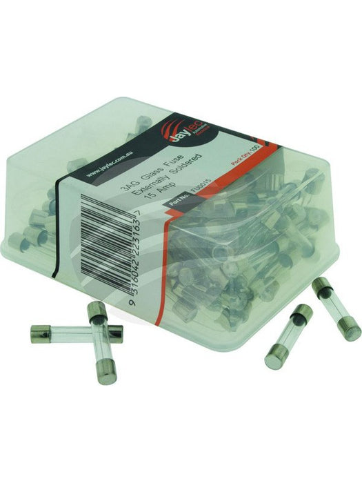 Jaylec Pack 100 3Ag Glass Fuse 15Amp Externally Soldered FU0015 Fuses Jaylec - Micks Gone Bush