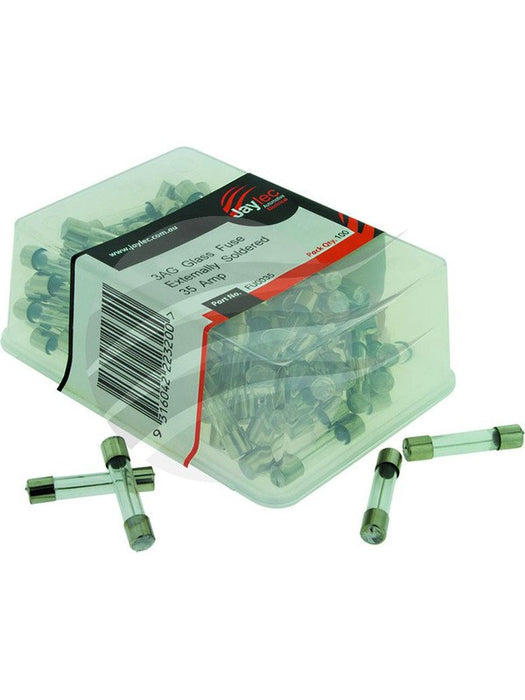 Jaylec Pack 100 3Ag Glass Fuse 35Amp Externally Soldered FU0035 Fuses Jaylec - Micks Gone Bush