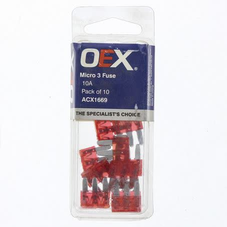 OEX Micro 3 Blade Fuse 10A Red Pack Of 10 Part No. ACX1669 FUSE OEX - Micks Gone Bush