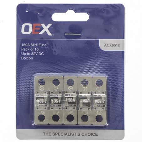 OEX Midi Fuse 150A Bolt On Pack Of 10 - Part No. ACX6512 FUSE OEX - Micks Gone Bush