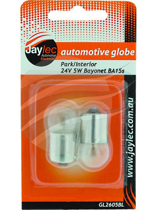 Jaylec Pack 2 Bayonet Globe Ba15S 24V 5W Ba15S-R5W Base Blister Pack GL2605BL Light Bulbs Jaylec - Micks Gone Bush