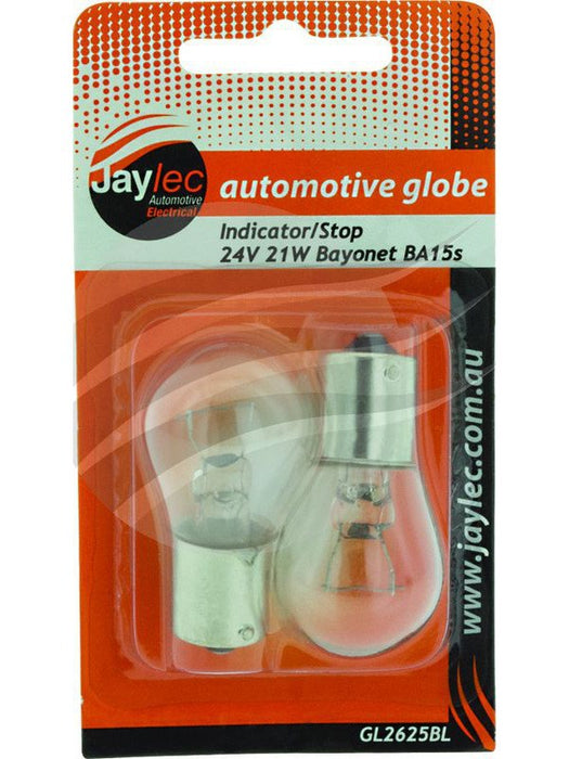 Jaylec Pack 2 Bayonet Globe Ba15S 24V 21W Ba15S-P21W Base Blister Pk GL2625BL Light Bulbs Jaylec - Micks Gone Bush