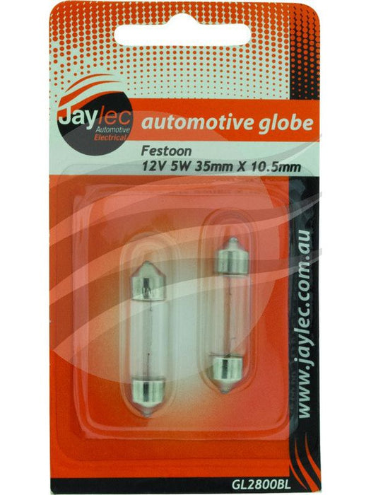 Jaylec Pack 2 Festoon Globe 12V 5W Sv8.5 35mm X 10.5mm Blister Pk GL2800BL Interior Lights Jaylec - Micks Gone Bush