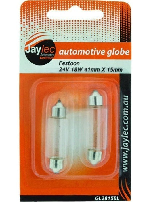 Jaylec Festoon Globe 24V 18W 41mm X 15mm [ref Narva 47988BL] Pack 2 GL2815BL Interior Lights Jaylec - Micks Gone Bush