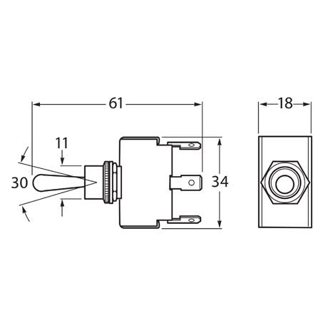 Hella Toggle Switch On/off/on Spdt 20A 12V Part No. 4461 SWITCH HELLA - Micks Gone Bush