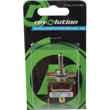 Revolution Toggle Switch On/off/on Spdt 20A 12V 3 Terminals Part No. 56-90124BLR SWITCH REVOLUTION - Micks Gone Bush