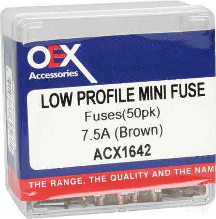 OEX Low Profile Mini Blade Fuse 7.5A Brown Pack Of 50 ACX1642 FUSE OEX - Micks Gone Bush