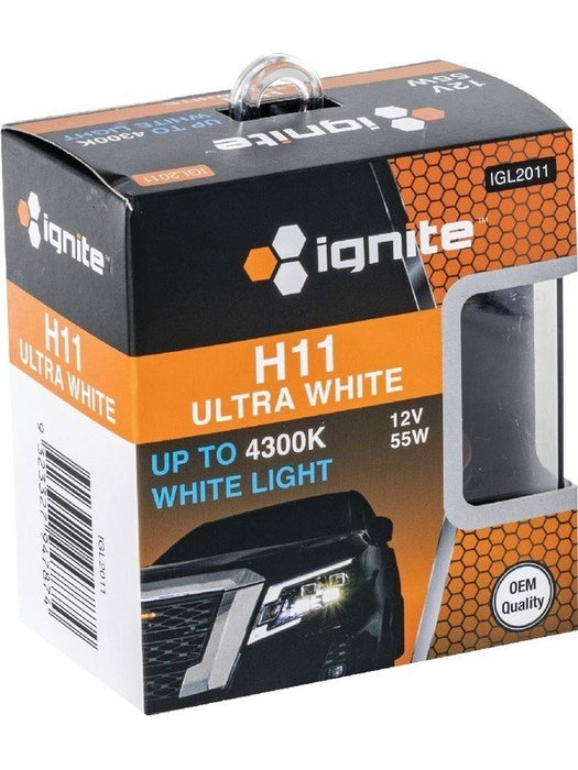 Ignite H11 Halogen Globe 12V 55W 4300K 2 Pack IGL2011 Ignite - Micks Gone Bush