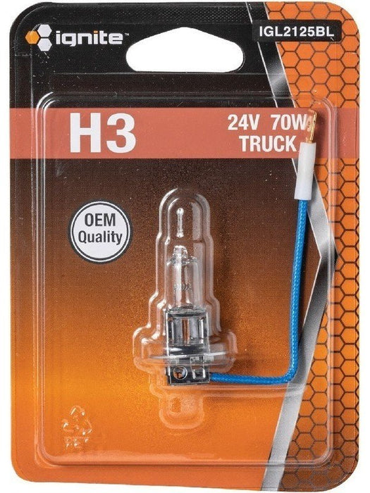 Ignite H3 Halogen Globe 24V 70W PK22s Base Standard Blister Pack 1 IGL2125BL Ignite - Micks Gone Bush