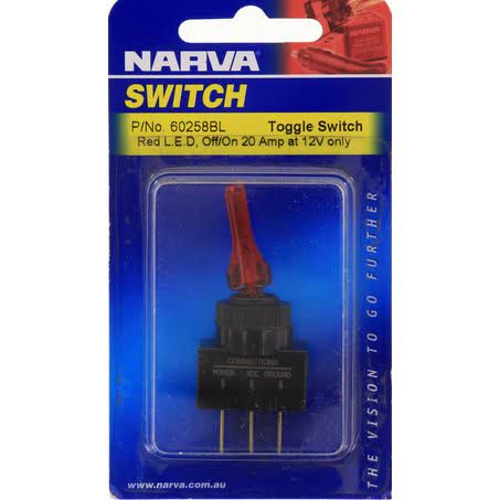 Narva Toggle Switch Off/on Spst Red LED 20A 12V 60258BL SWITCH NARVA - Micks Gone Bush