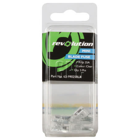 Revolution Mini Blade Fuse 25A 5 Pack Part No. 63-99025BLR FUSE REVOLUTION - Micks Gone Bush
