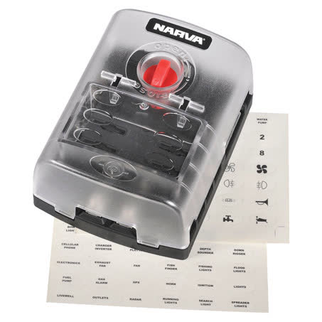 Narva Standard Blade Fuse Box 6 Way 120A 32V DC Part No. 54446BL FUSE BOX NARVA - Micks Gone Bush