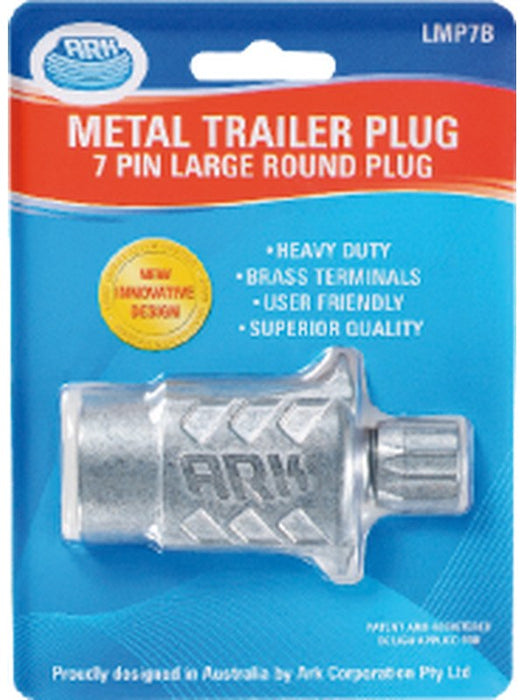 ARK 7 Pin Large Round Trailer Plug Metal Common All States Blister Pack LMP7B ARK - Micks Gone Bush
