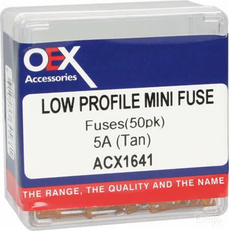 OEX Low Profile Mini Blade Fuse 5A Tan Pack Of 50 ACX1641 FUSE OEX - Micks Gone Bush