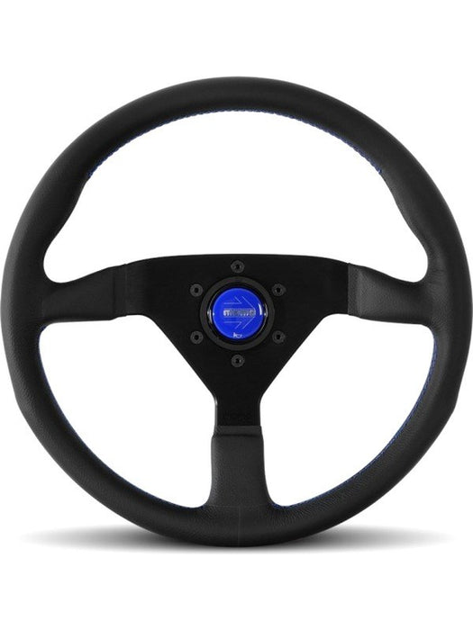Momo Monte Carlo 350 Steering Wheel Leather Blue Stich MCL35BK6B Momo Automotive Accessories - Micks Gone Bush