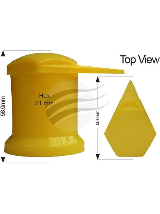 Nice Pack 100 Wheel Nut Indicator Dust Cap 21mm Yellow Plastic (NWL21CAP-100) NCE-NWL21CAP-100 Nice Products - Micks Gone Bush