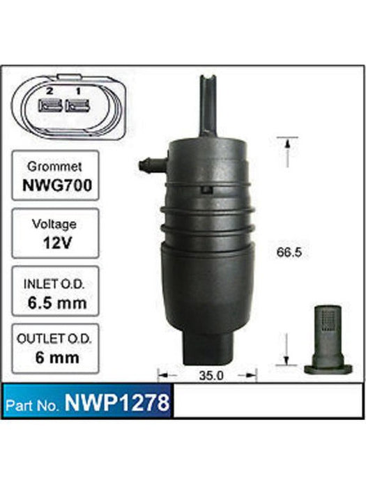 Nice Windscreen Washer Pump 12V In O.D 6.5mm Out O.D 6mm Bmw 3 Series (NWP1278) NCE-NWP1278 Nice Products - Micks Gone Bush