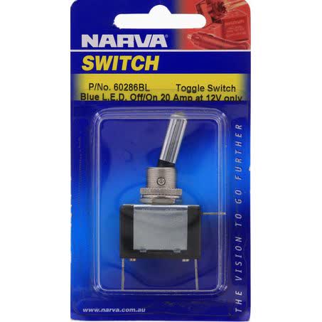 Narva Toggle Switch Off/on Spst Blue LED 20A 12V Part No. 60286BL SWITCH NARVA - Micks Gone Bush