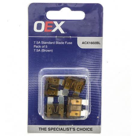 OEX Standard Blade Fuse 7.5A Brown Pack Of 5 ACX1602BL FUSE OEX - Micks Gone Bush