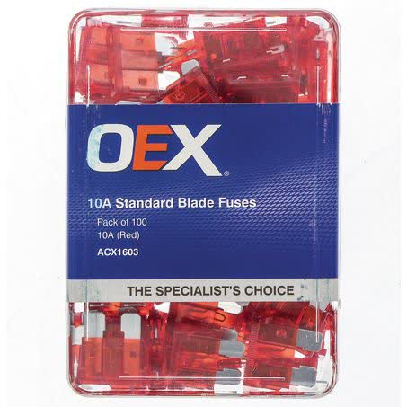 OEX Standard Blade Fuse 10A Red Pack Of 100 – Part No. ACX1603 FUSE OEX - Micks Gone Bush