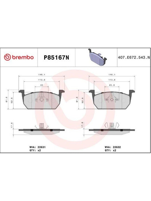 Brembo Ceramic Brake Pads P85167N Brembo - Micks Gone Bush